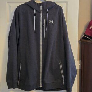 Mens Under Armour Coldgear Soft Shell  with hood, Dark Grey, 3 XL